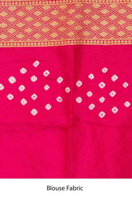 Zal From Benaras Pink Silk Embroidery Bandhej Work Handloom Saree With Unstitched Blouse Piece Online at Aza Fashions Zal From Benaras_Pink Silk Embroidery Bandhej Work Handloom Saree With Unstitched Blouse Piece_Online_at_Aza_Fashions