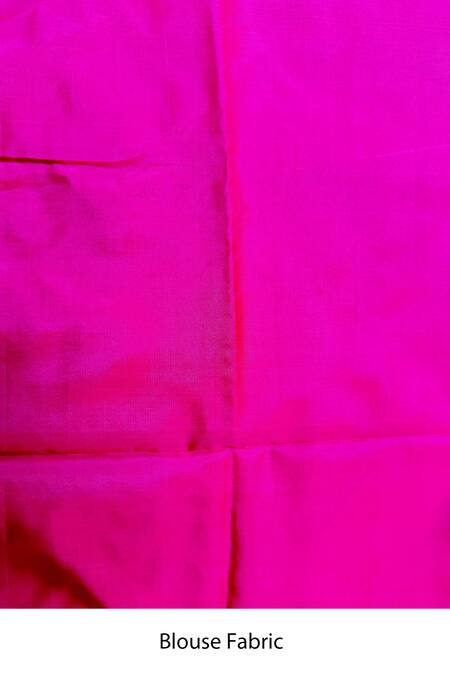 Shop_Zal From Benaras_Green Chanderi Silk, Contrast Hem Handloom Saree With Unstitched Blouse Piece 