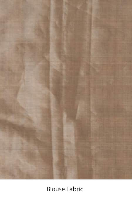 Shop Zal From Benaras Gold Chanderi, Dual Tone Stripe Handloom Saree With Unstitched Blouse Piece Shop_Zal From Benaras_Gold Chanderi, Dual Tone Stripe Handloom Saree With Unstitched Blouse Piece