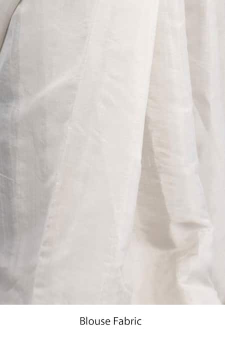 Shop Zal From Benaras Silver Chanderi Silk Contrast Hem Solid Saree With Unstitched Blouse Piece Shop_Zal From Benaras_Silver Chanderi Silk Contrast Hem Solid Saree With Unstitched Blouse Piece