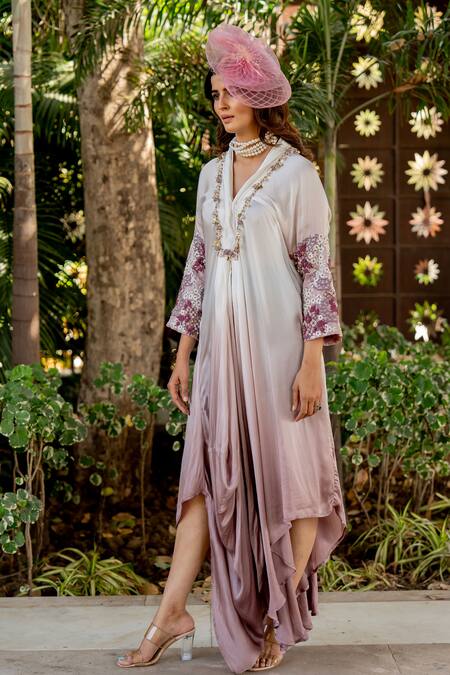 Shop Nikita Vishakha Purple Crepe Embroidery V-neck V Jumpsuit Online at Aza Fashions Shop_Nikita Vishakha_Purple Crepe Embroidery V-neck V Jumpsuit _Online_at_Aza_Fashions