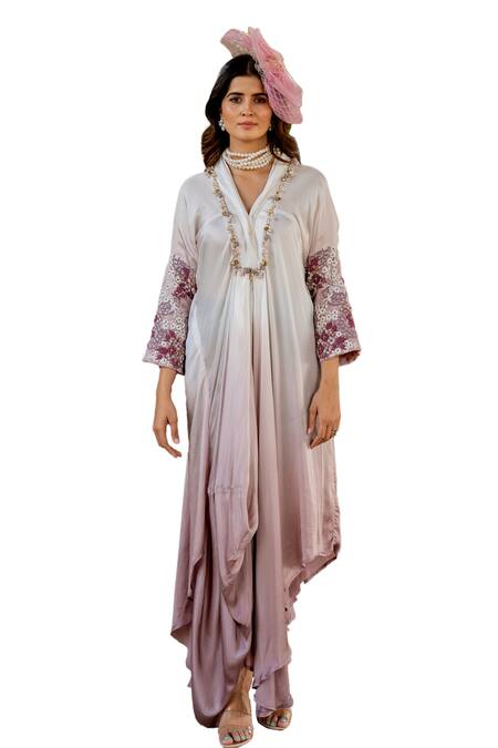 Nikita Vishakha Purple Crepe Embroidery V-neck V Jumpsuit at Aza Fashions Nikita Vishakha_Purple Crepe Embroidery V-neck V Jumpsuit _at_Aza_Fashions