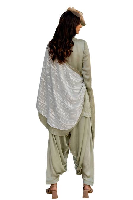 Nikita Vishakha Green Crepe, Lurex Embroidery Round Neck Kurta Salwar Set Online at Aza Fashions Nikita Vishakha_Green Crepe, Lurex Embroidery Round Neck Kurta Salwar Set _Online_at_Aza_Fashions