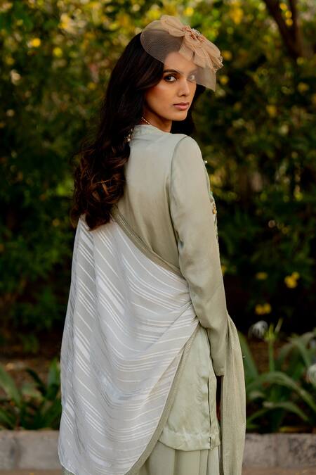 Buy Nikita Vishakha Green Crepe, Lurex Embroidery Round Neck Kurta Salwar Set Online at Aza Fashions Buy_Nikita Vishakha_Green Crepe, Lurex Embroidery Round Neck Kurta Salwar Set _Online_at_Aza_Fashions