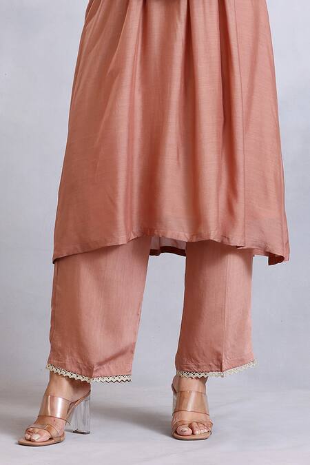 Radhika Jindal Brown Cotton, Silk Embroidery, Sequins Round Thread And Floral Kurta Pant Set at Aza Fashions Radhika Jindal_Brown Cotton, Silk Embroidery, Sequins Round Thread And Floral Kurta Pant Set_at_Aza_Fashions