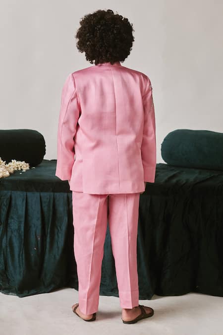 Littleens Kaab Floral Placement Embroidered Bandhgala Set 