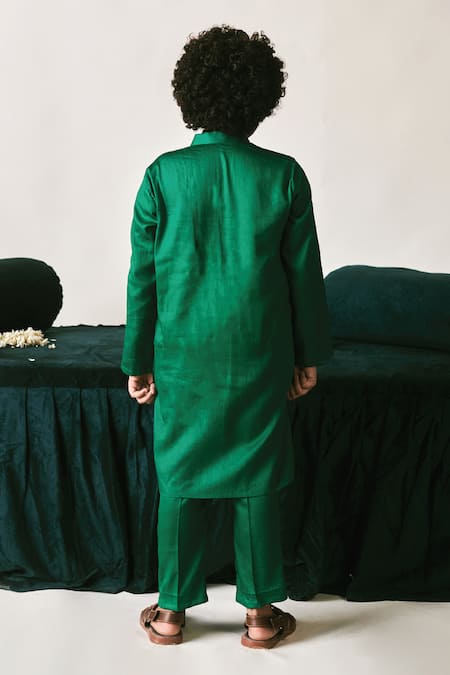 Littleens Irish Green Sequin Embroidered Bundi Set 