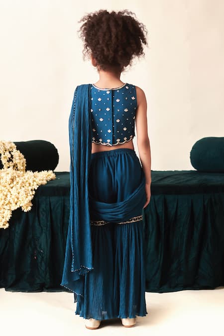 Littleens Saaz Sharara Saree With Embroidered Blouse 