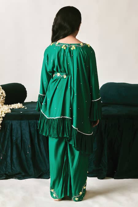 Littleens Aabida 3D Floral Embroidered Kaftan & Pant Set 