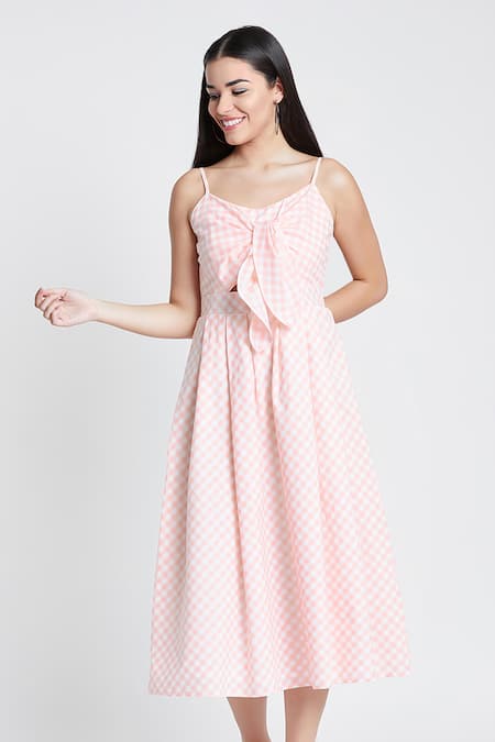 Bohobi Brunch Ready Checkered Print Cotton Dress 