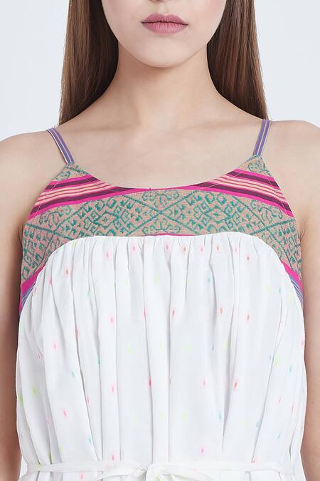 Shop Bohobi Off White Cotton Round Neck Feeling Pretty Abstract Print Dress Online at Aza Fashions Shop_Bohobi_Off White Cotton Round Neck Feeling Pretty Abstract Print Dress _Online_at_Aza_Fashions