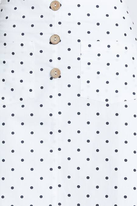 Buy Bohobi White Cotton Square Neck Polka Dot Print Crop Top And Skirt Set Buy_Bohobi_White Cotton Square Neck Polka Dot Print Crop Top And Skirt Set