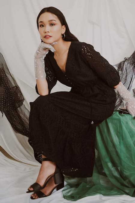 Bohobi Cotton Floral Cutwork Pattern Dress 