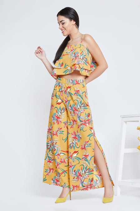 Bohobi Wild Thing Floral Print Crop Top & Pant Set 