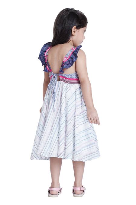 Bohobi_Pink Cotton, Linen Feeling Pretty Striped Dress _at_Aza_Fashions