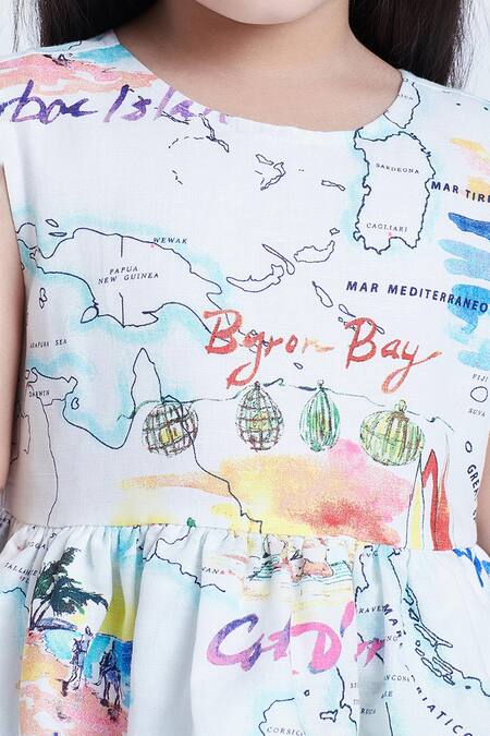 Shop_Bohobi_White Cotton Globe Map Print Dress 