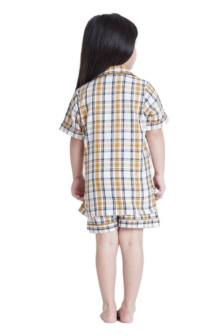 Buy_Bohobi_Yellow Cotton Check Printed Night Suit Set 