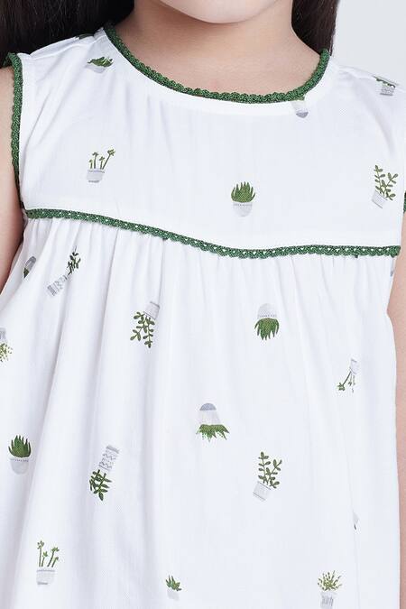 Buy_Bohobi_White Cotton, Rayon Nature Calling Printed Night Dress 