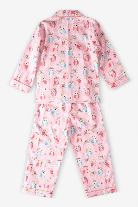 Bohobi Owl Print Night Suit Pyjama Set 