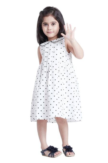 Bohobi_White Cotton Polka Dreamer Printed Dress _Online_at_Aza_Fashions