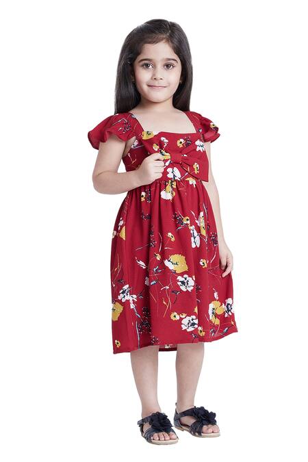 Buy_Bohobi_Red Crepe Pretty Floral Print Dress _Online_at_Aza_Fashions