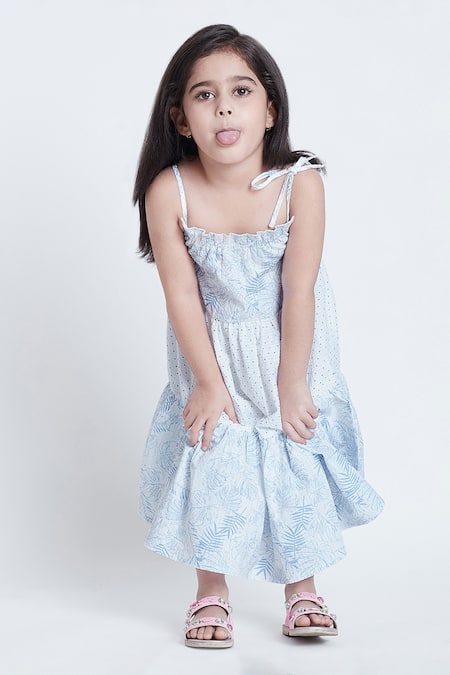 Buy_Bohobi_White Cotton Summer Mode Floral Print Tiered Dress _Online_at_Aza_Fashions