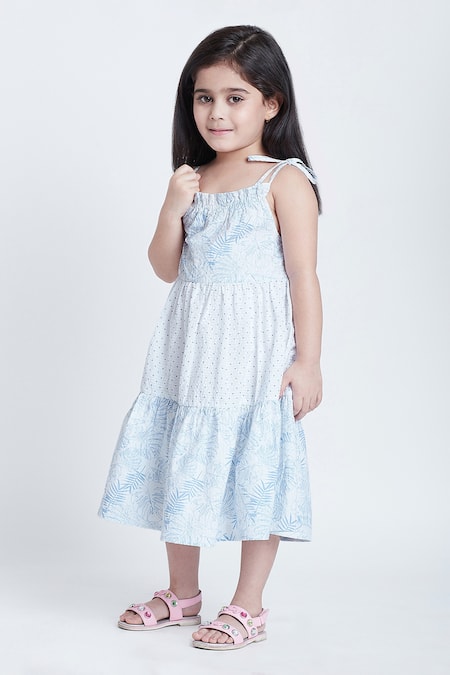 Shop_Bohobi_White Cotton Summer Mode Floral Print Tiered Dress _Online_at_Aza_Fashions