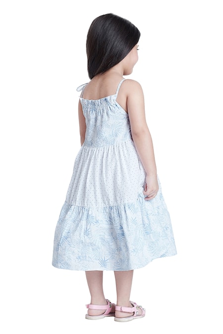 Buy_Bohobi_White Cotton Summer Mode Floral Print Tiered Dress 
