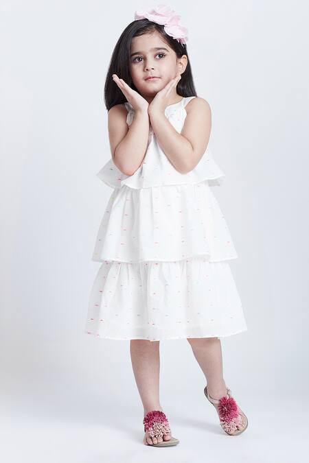 Buy_Bohobi_Off White Cotton Summer Shine Layered Dress _Online_at_Aza_Fashions