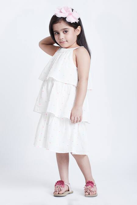Shop_Bohobi_Off White Cotton Summer Shine Layered Dress _Online_at_Aza_Fashions