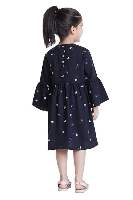 Buy_Bohobi_Blue Polyester Tiny Bell Print Dress 