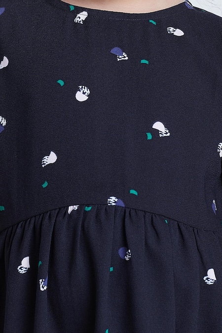 Shop_Bohobi_Blue Polyester Tiny Bell Print Dress 
