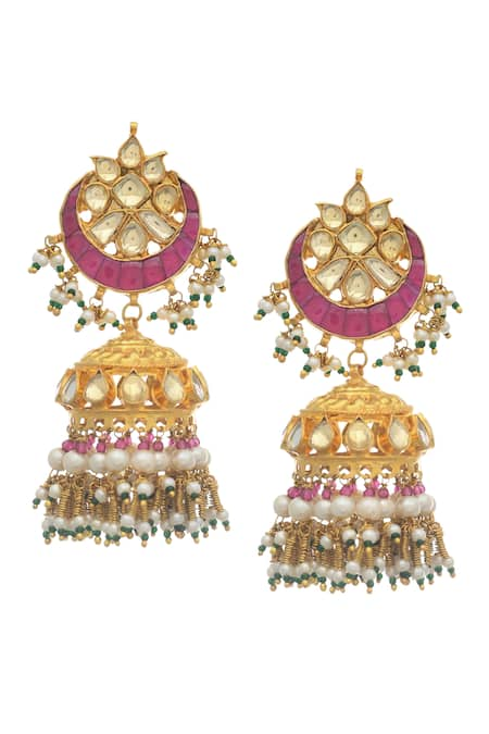 MAISARA JEWELRY Kundan Embellished Jhumkas 