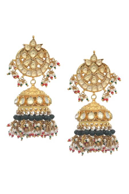 MAISARA JEWELRY Kundan Embellished Cutwork Jhumkas 