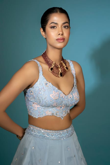 Vaishali Agarwal Floral Sequin Embroidered Lehenga Set 