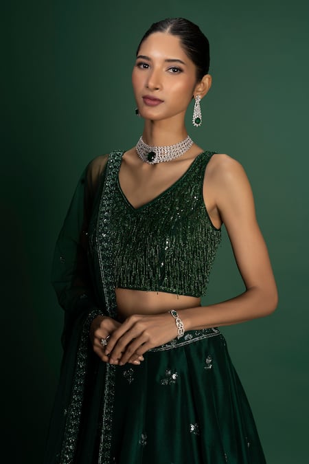 Vaishali Agarwal Flower Sequin Embroidered Lehenga Set 