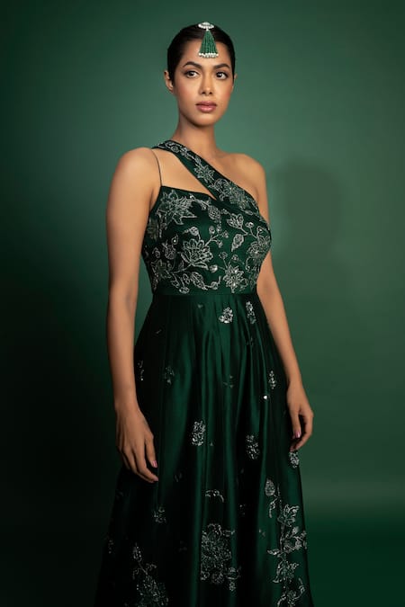 Vaishali Agarwal Floral Sequin Embroidered Asymmetric Jumpsuit 