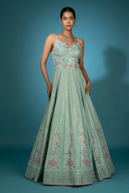 Vaishali Agarwal Sequin Embroidered Cape Jacket With Gown 