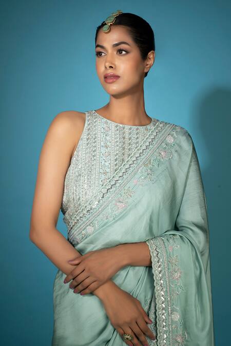 Vaishali Agarwal Sequin Embroidered Border Saree With Blouse 