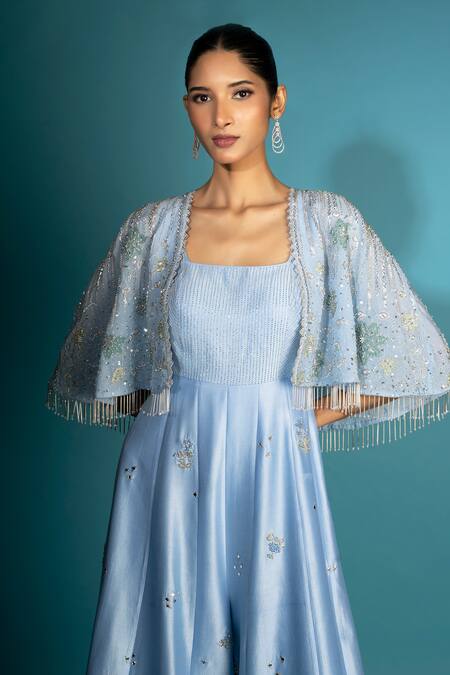 Vaishali Agarwal Floral Embroidered Cape With Jumpsuit 