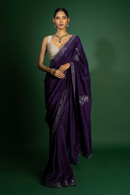 Vaishali Agarwal Flower Embroidered Saree With Blouse 