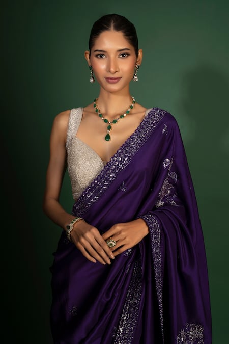 Vaishali Agarwal Flower Embroidered Saree With Blouse 