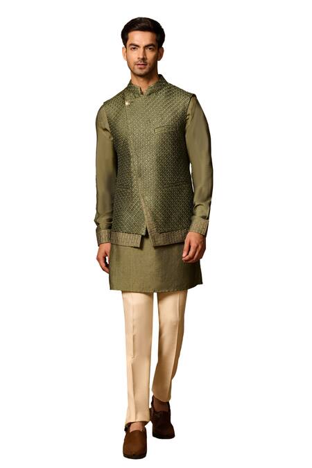 Buy Philocaly Green Silk Embroidery Gold Dori Bundi Buy_Philocaly_Green Silk Embroidery Gold Dori Bundi