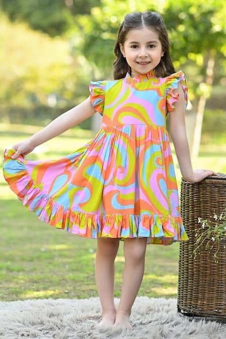 The Pony & Peony Co. Multi Color Rayon Print Abstract Dress  