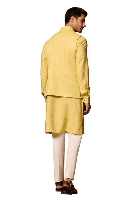 Buy_Philocaly_Yellow Silk Asymmetric Bundi Jacket 
