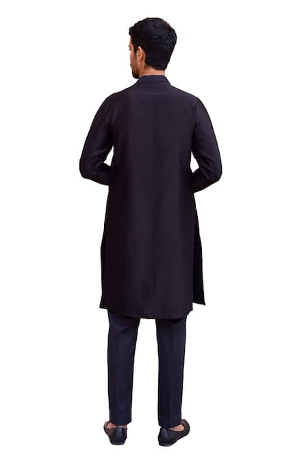 Buy ISHA GUPTA TAYAL Black Chanderi Silk, Cotton Embroidery Marodi Dori Kurta And Pant Set Buy_ISHA GUPTA TAYAL_Black Chanderi Silk, Cotton Embroidery Marodi Dori Kurta And Pant Set