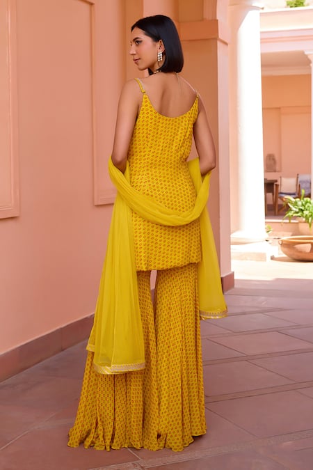 ISHA GUPTA TAYAL Inayat Bandhani Print Kurta Sharara Set 