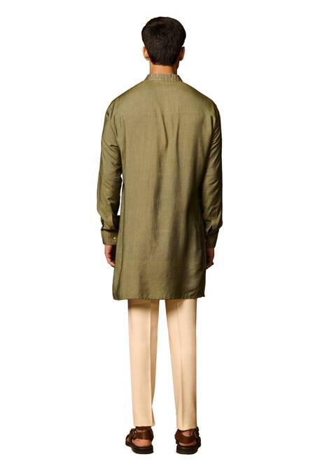 Buy_Philocaly_Green Cotton Embroidery Mehrab Straight Kurta 