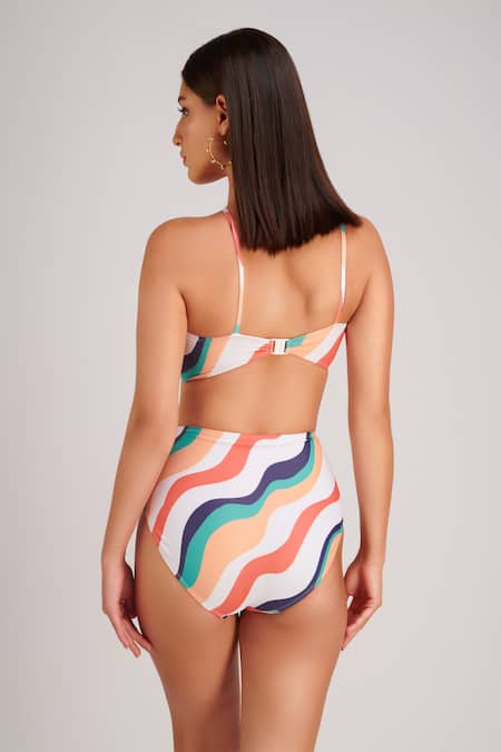 Kai Resortwear Nautica Waves Print Halter Neck Bikini Set 