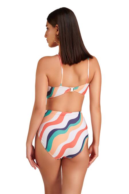 Buy Kai Resortwear Multi Color Polyamide, Polyester Halter Neck Nautica Waves Print Bikini Set Online at Aza Fashions Buy_Kai Resortwear_Multi Color Polyamide, Polyester Halter Neck Nautica Waves Print Bikini Set _Online_at_Aza_Fashions